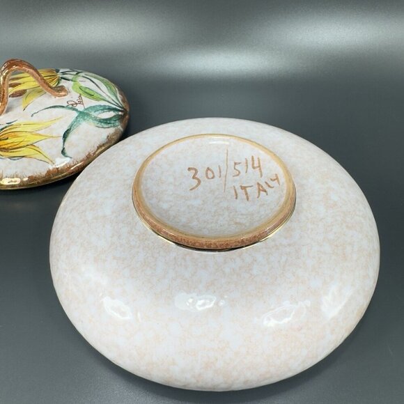 Vintage Italian Pottery Covered Dish Container Jar Box With Lid Venetian Italian - Picture 14 of 15